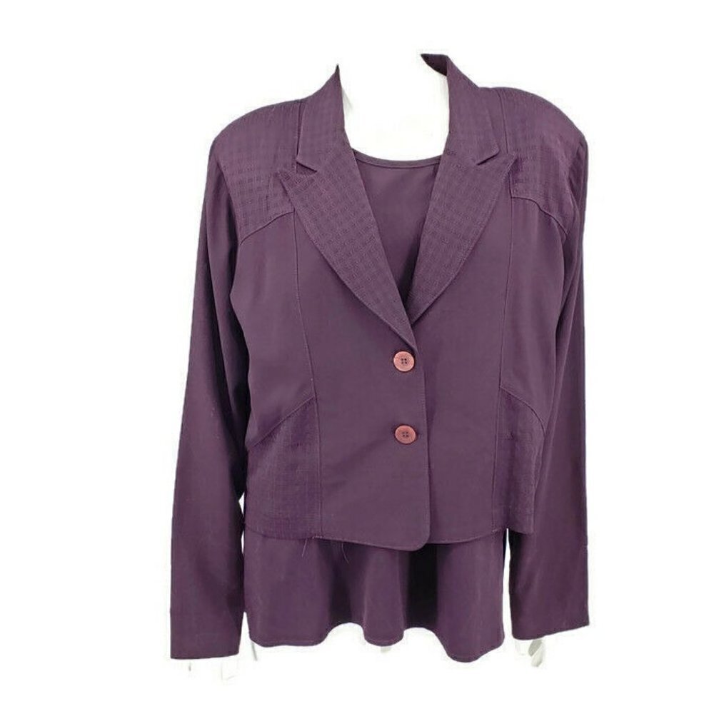 IC Collection Jacket and Tank Top Womens Medium Burgundy Plum Purple I.C. 2 PC